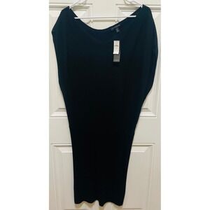 Banana Republic Classic Sweater Dress Ribbed Knit Black‎ Petite L